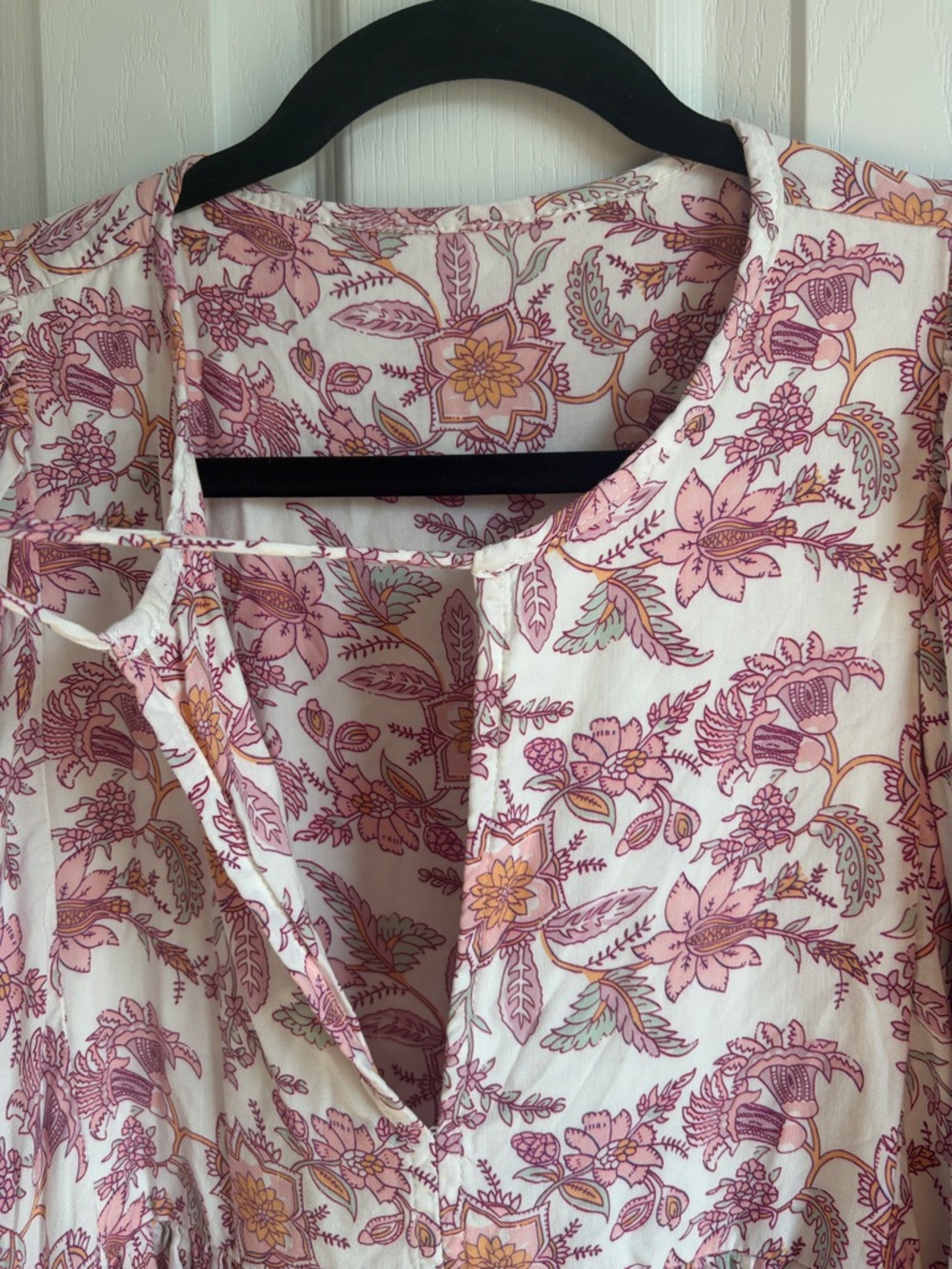 Floral Maxi Dress Boho Peasant V-Neck Flowy Cottagecore Size M Feminine Romantic - Picture 3 of 11